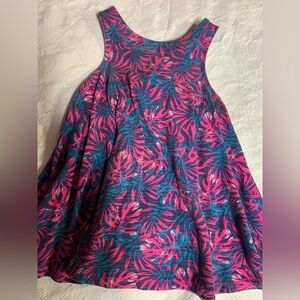 Girl blue and pink tropical dress